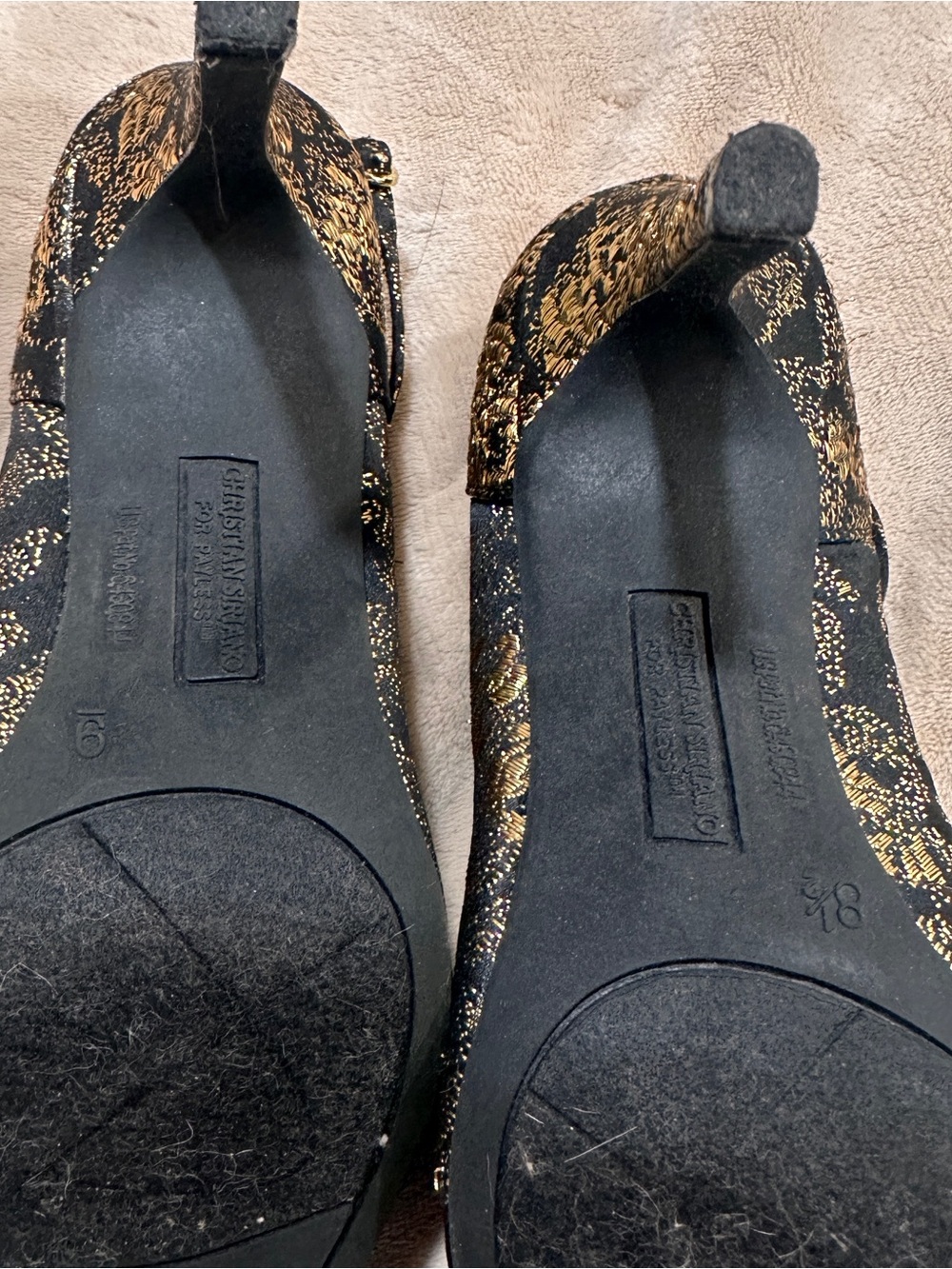 CHRISTIAN SIRIANO by Payless Pointy-Toe Jacquard Stilettos with Ankle Strap - Picture 8 of 9